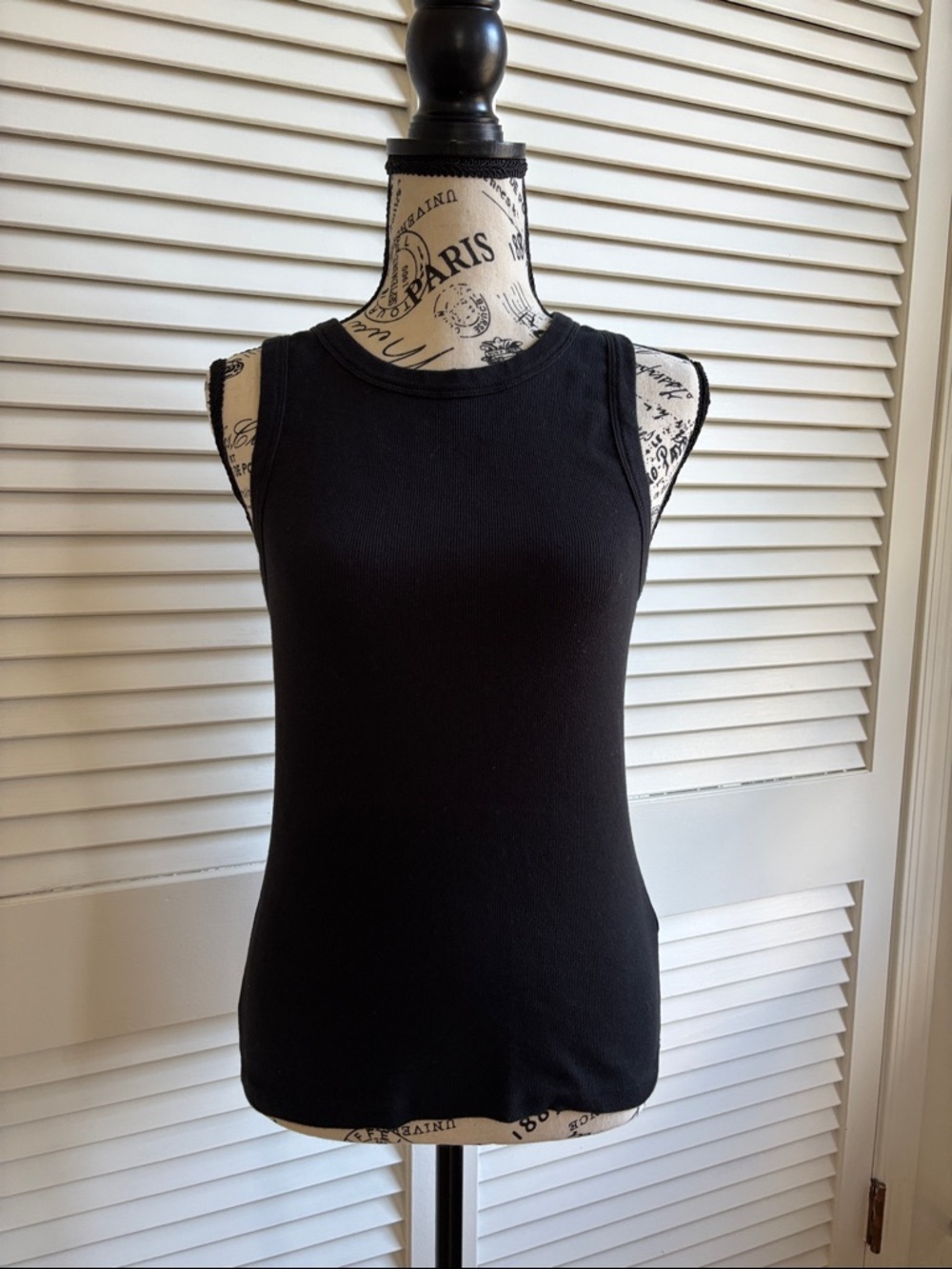 J. Crew Black Tank Sleeveless Ribbed High Neck Top L